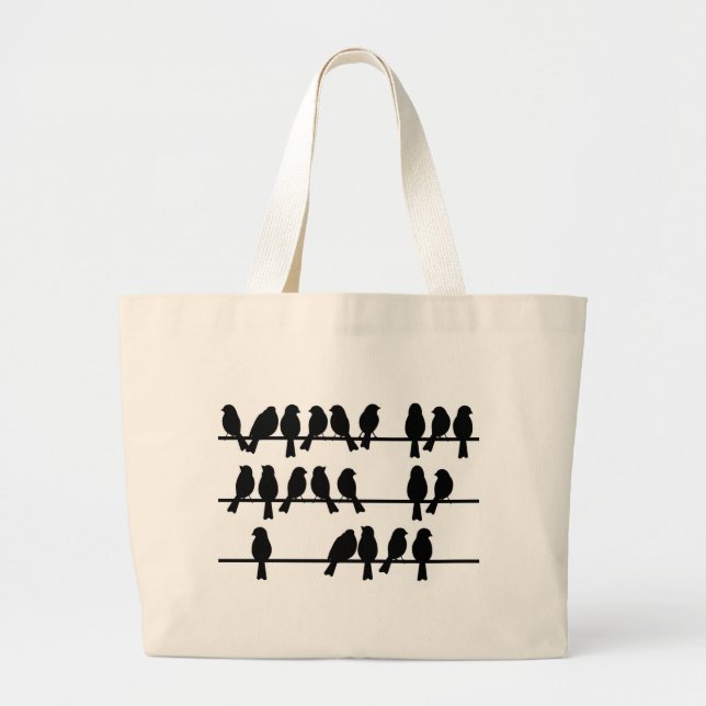 21 Birds On A Wire Large Tote Bag (Front)