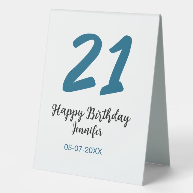 21 birthday bold blue letter simple minimal (Front)