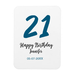 21 birthday bold blue letter simple minimal magnet