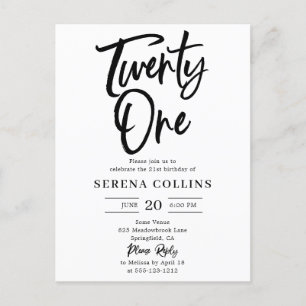 21 Birthday Brush Calligraphy Postcard