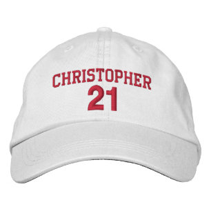 21 Birthday Custom Name Red Embroidery V06 Embroidered Hat