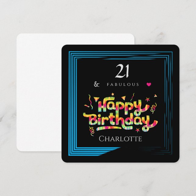 21 & Fabulous – Elegant Custom Happy Birthday (Front/Back)