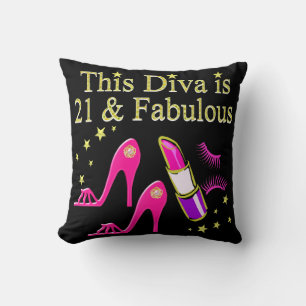 21 & FABULOUS PINK SHOE AND LIPSTICK DIVA DESIGN CUSHION