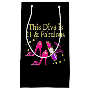 21 & FABULOUS PINK SHOE AND LIPSTICK DIVA DESIGN SMALL GIFT BAG