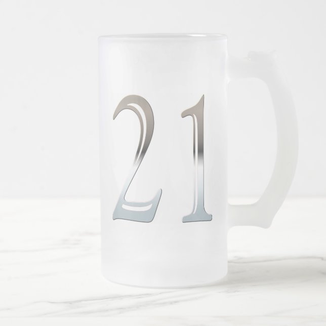 21 Frosted Glass Mug for 21st Birthday Gift (Right)