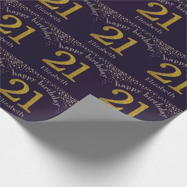 21 Glitter Gold Birthday Wrapping Paper (Corner)