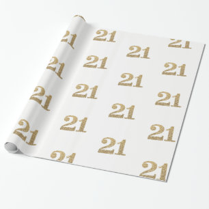 21 GOLD GLITTER NUMBER glamourous sparkly birthday Wrapping Paper