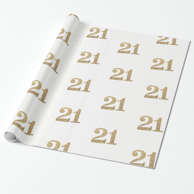 21 GOLD GLITTER NUMBER glamourous sparkly birthday Wrapping Paper (Unrolled)