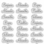 21 Guest First Names Modern Elegant Calligraphy<br><div class="desc">First name stickers for your wedding. With the given settings on this 6x6 stickers, these names are going to be under 2 inches. Please open up the design and double check the grid lines to make sure that each name is fitting as you expect at under 2 inches long each....</div>