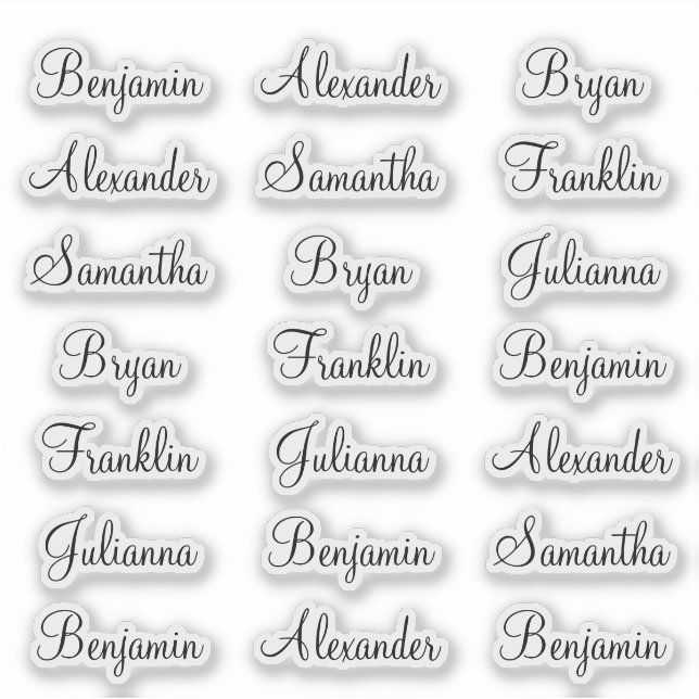 21 Guest First Names Modern Elegant Calligraphy (Front)
