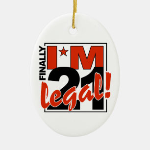 21 & LEGAL ornament, customize Ceramic Tree Decoration