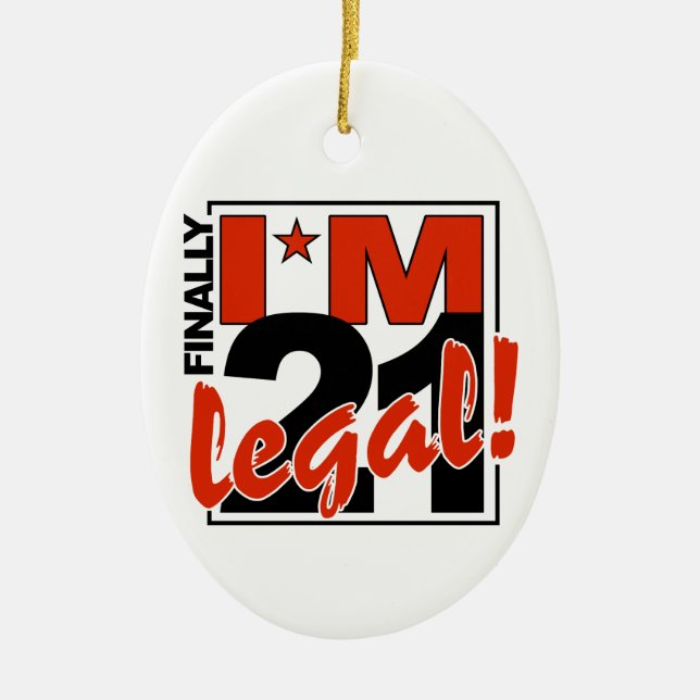21 & LEGAL ornament, customize Ceramic Tree Decoration (Front)