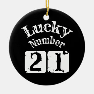 21 - Lucky Number 21 Luck Ceramic Tree Decoration