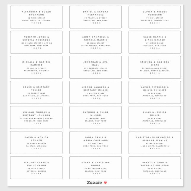 21 Modern Wedding Guest Address Labels (Sheet)