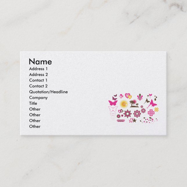 21, Name, Address 1, Address 2, Contact 1, Cont... Business Card (Front)
