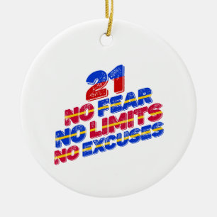 21 No Fear No Limits No Excuses Birthday Ceramic Tree Decoration
