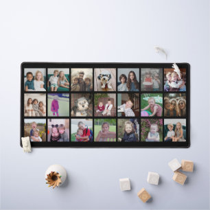 21 Photo Collage - 3 rows 7 columns - black Desk Mat