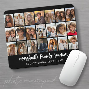 21 Photo Collage - 3 rows 7 columns - black Mouse Mat