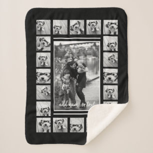 21 Photo Collage and Dot Pattern - CAN Edit COLOR Sherpa Blanket
