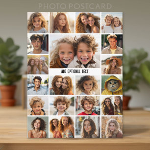 21 Photo Collage - Custom Text - Black and White Postcard