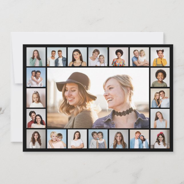 21 Photo Collage Editable Colour Greeting Card (Front)