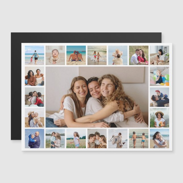 21 Photo Collage Editable Colour Magnetic Card (Front/Back)