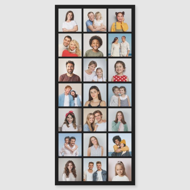 21 Photo Collage Editable Colour Thin Magnetic Car Invitation (Front)