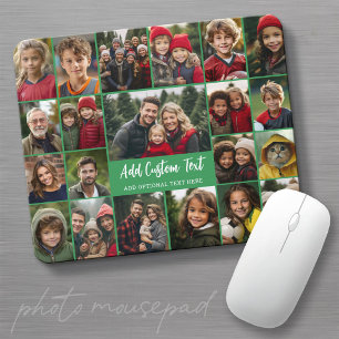 21 Photo Collage Grid with 2 text boxes - Mouse Mat