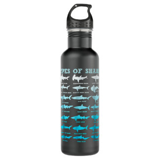 21 Shark Types Marine Biology Men Women Teens Boys 710 Ml Water Bottle
