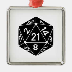 21 Sided 21st Birthday D20 Fantasy Gamer Die Metal Tree Decoration