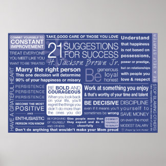 21 Suggestions for Success - Blue Poster