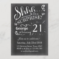 21 Surprise birthday invitation Chalkboard Rustic