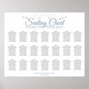 21 Table Blue & Gray Wedding Seating Chart