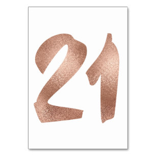 21 Table Number White Metallic Pink Rose Gold Table Number