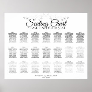 21 Table Simple White Wedding Seating Chart