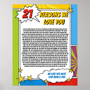 21 things we love about you, 21st 30th comic book poster