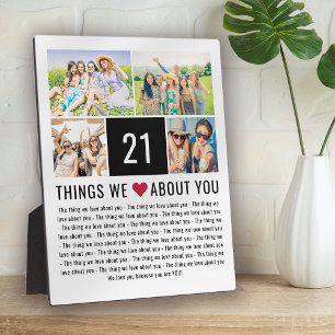 21 Things We Love About You   21st Birthday Plaque