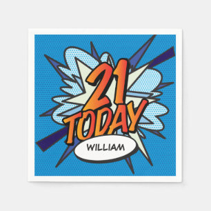 21 TODAY Fun Retro Comic Book Napkin