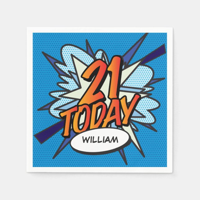 21 TODAY Fun Retro Comic Book Napkin (Front)