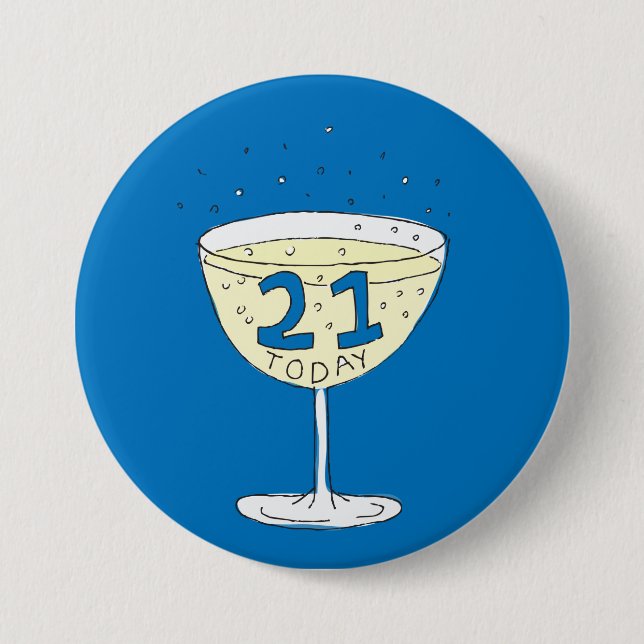 21 Today pin badge blue 21st birthday party  (Front)