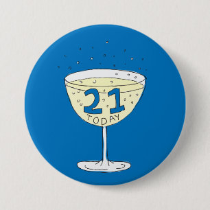 21 Today pin badge blue 21st birthday party 