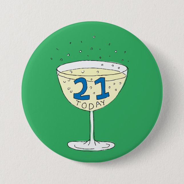 21 Today pin badge Green 21st birthday party  (Front)