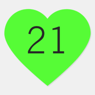 21 Twenty One Neon Green Custom Age Colour 2023 Heart Sticker