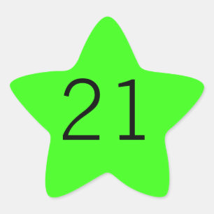 21 Twenty One Neon Green Custom Age Colour 2023 Star Sticker