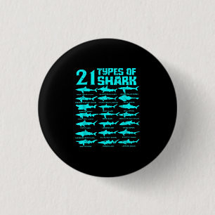 21 Types of Shark Marine Biology Gift 3 Cm Round Badge