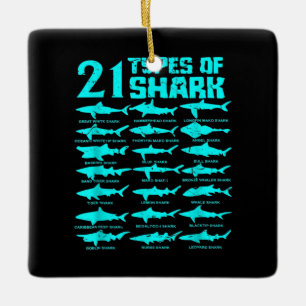 21 Types of Shark Marine Biology Gift Ceramic Ornament