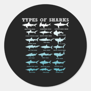 21 types of sharks marine biology classic round sticker