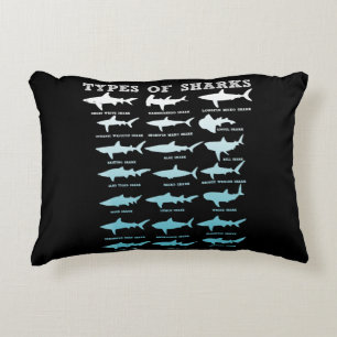 21 types of sharks marine biology decorative cushion