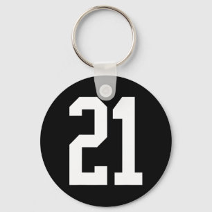 #21 White Number 21 Sports Fan Style Halloween Cos Key Ring