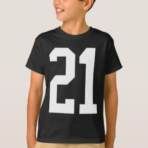 #21 White Number 21 Sports Fan Style T-Shirt